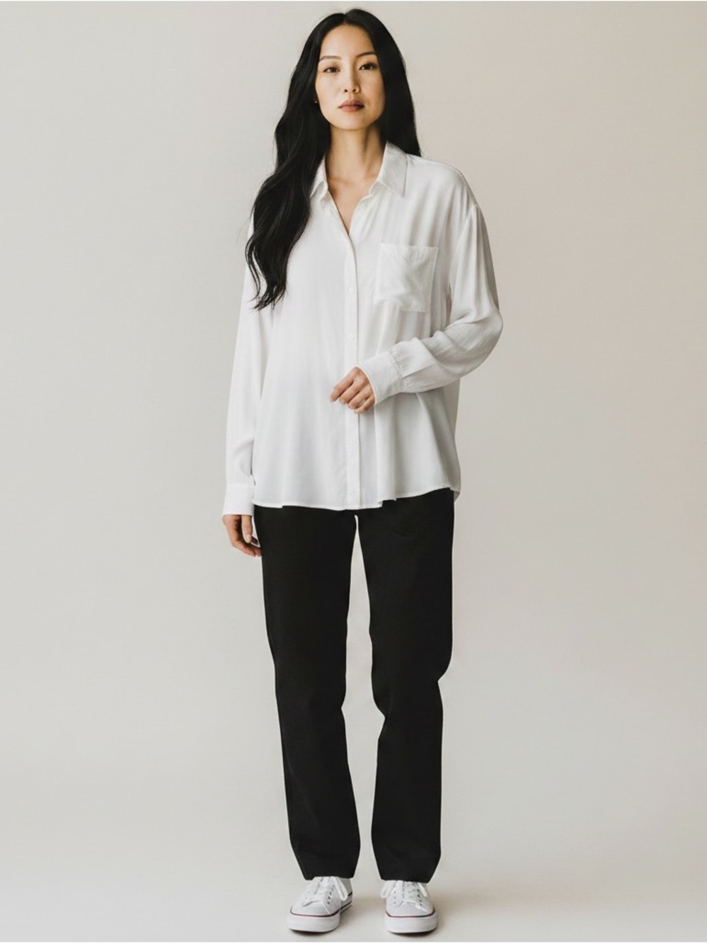 The Frankie Shop White Rayon Button-Front Shirt